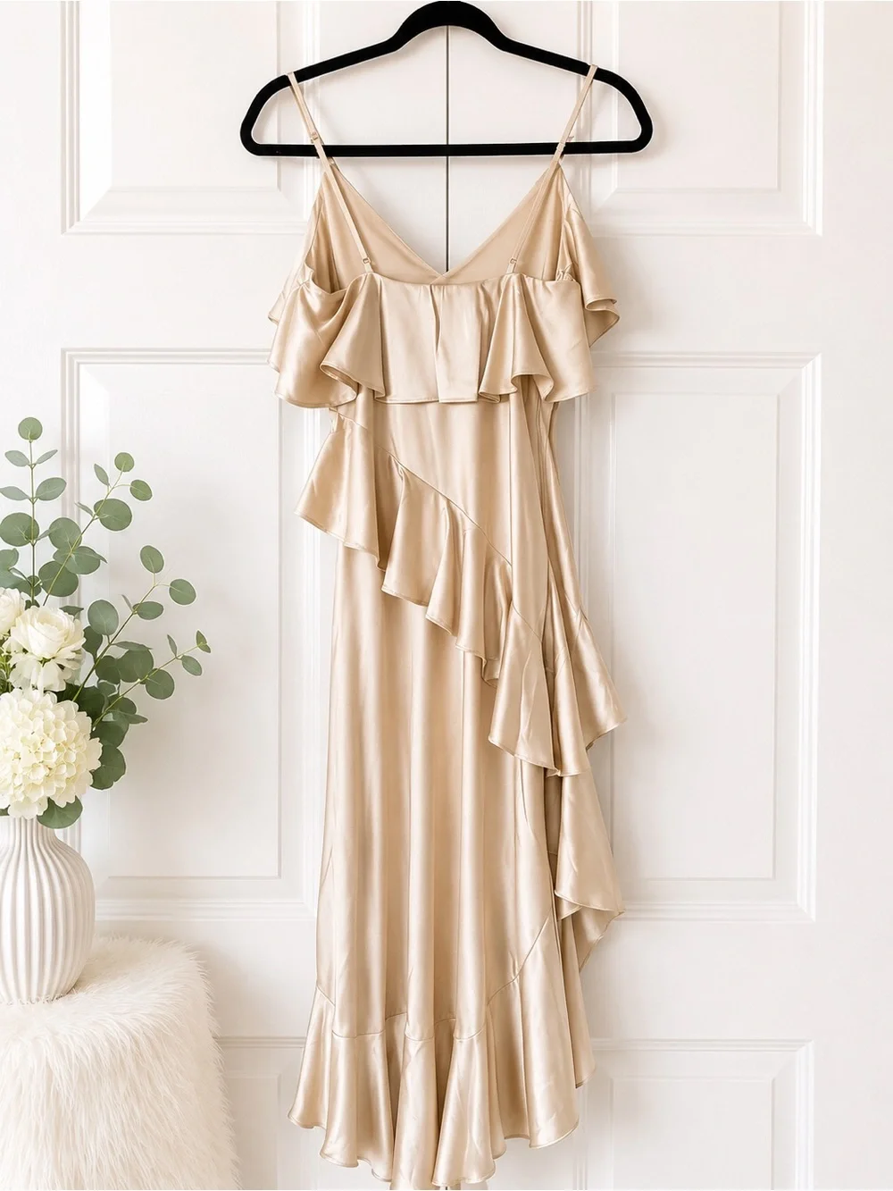 Abercrombie & Fitch Champagne Ruffle Slip Dress - Picture 2 of 2